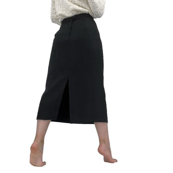 Vintage 90’s Giorgio Saint Angelo Midi Skirt 100% Wool Black 16 - Picture 2 of 7